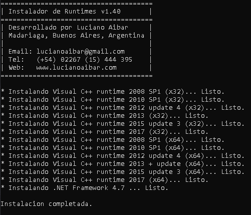 Instalador de Runtimes